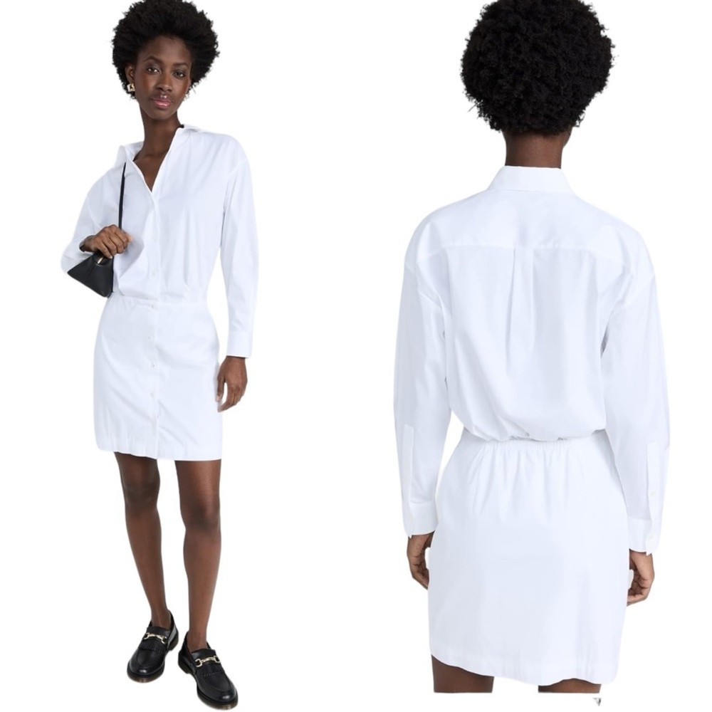 Theory Long Sleeve Fitted Shirt Dress White Size 2